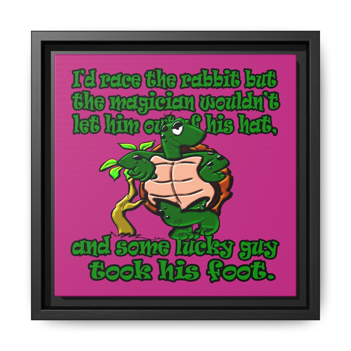 turtle race - framed canvas art (pink)