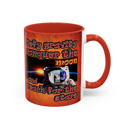 defy conquer reach - Accent Mug (burnt orange)