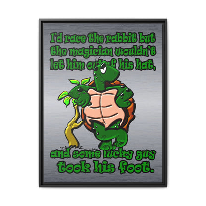 turtle race - framed canvas art (brushed nickel)