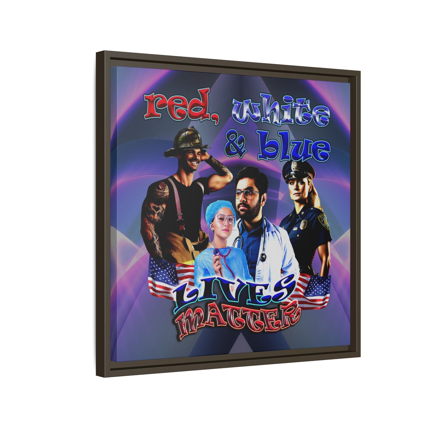 rw&b lives matter - framed canvas art (grey-pink wave)