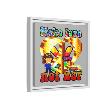 love peace - framed canvas art (light grey)