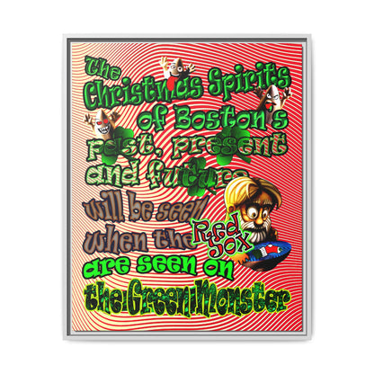 christmas spirits of boston - framed canvas art (yellow-orange wave)