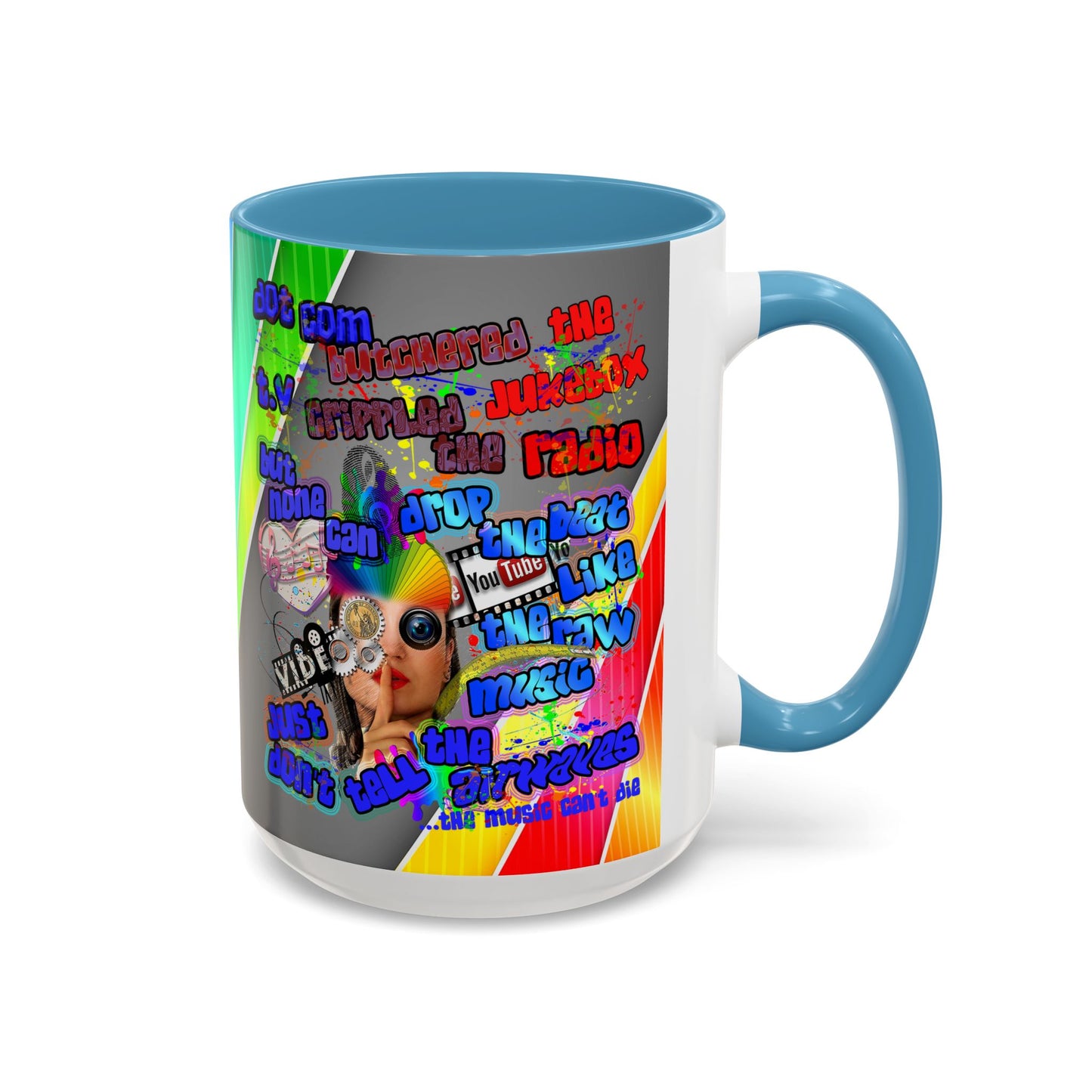 drop the beat - Accent Mug (rainbow split)