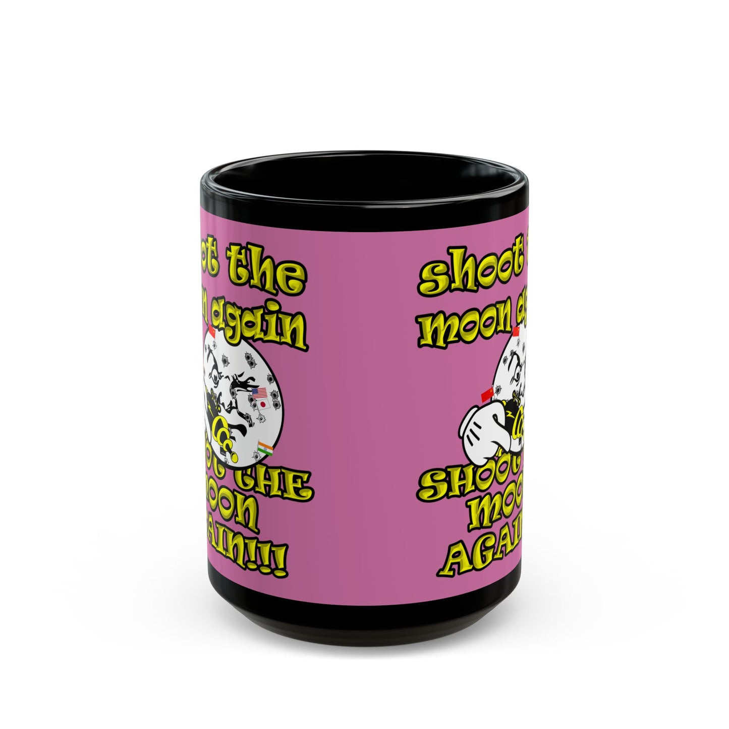 shoot the moon again - Black Mug (light pink)