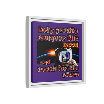 defy conquer reach - framed canvas art (purple)
