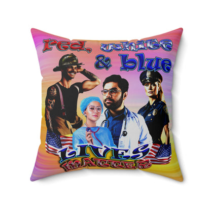 rw&b lives matter - Spun Polyester Square Pillow - (color blur)
