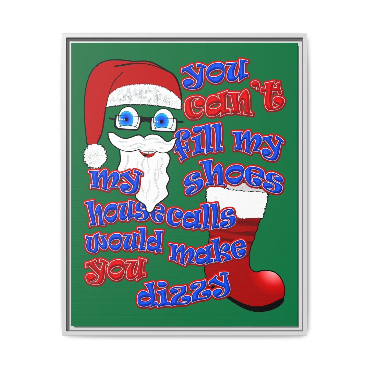 santa's shoes - framed canvas art (dark green)