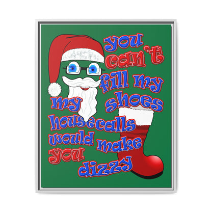 santa's shoes - framed canvas art (dark green)