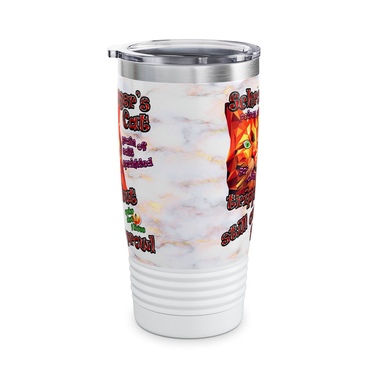 schrodinger's cat - Ringneck Tumbler, 20oz (white marble)