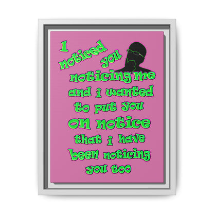 noticed you noticing - framed canvas art (light pink)
