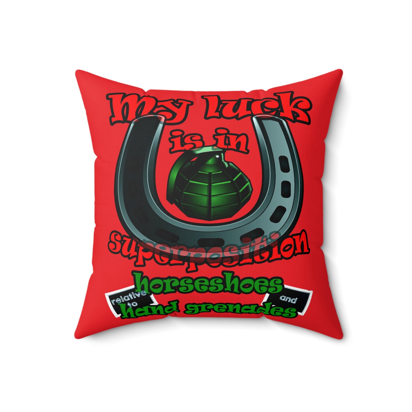 my luck - Spun Polyester Square Pillow - (red)