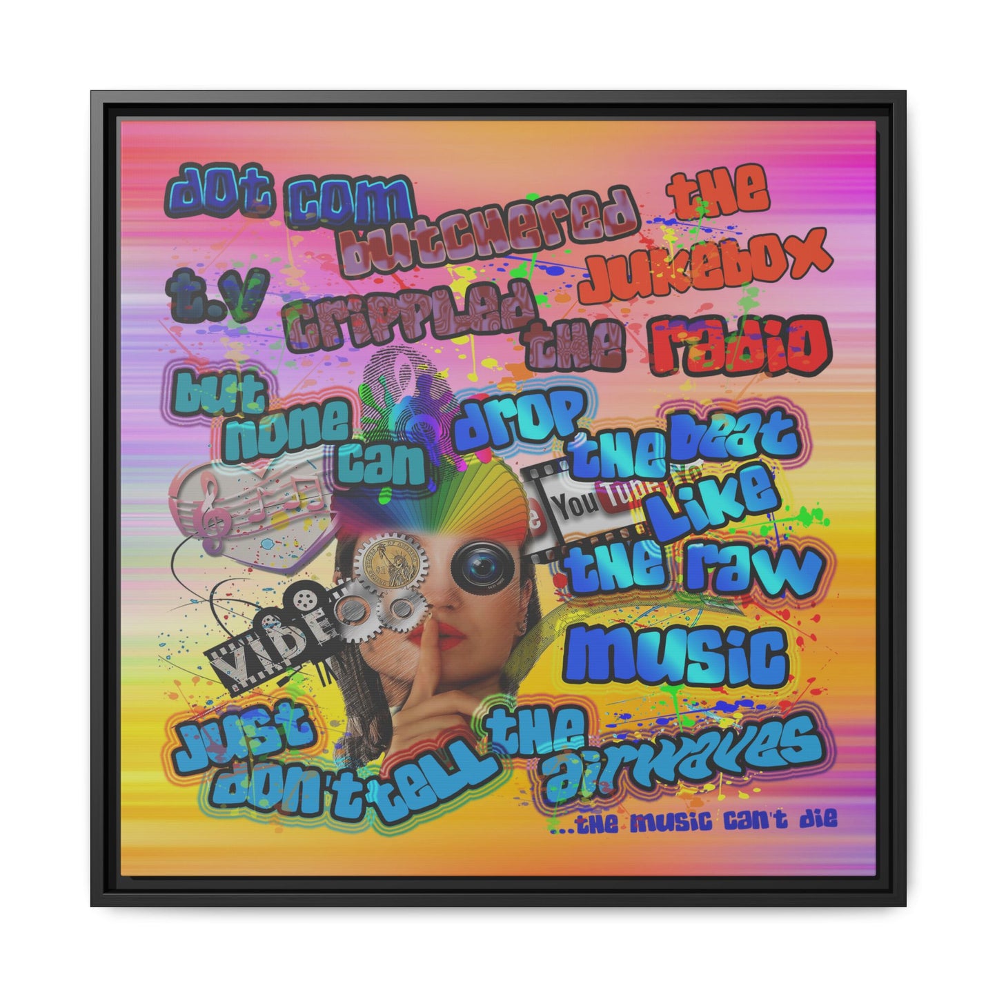drop the beat - framed canvas art (color blur)