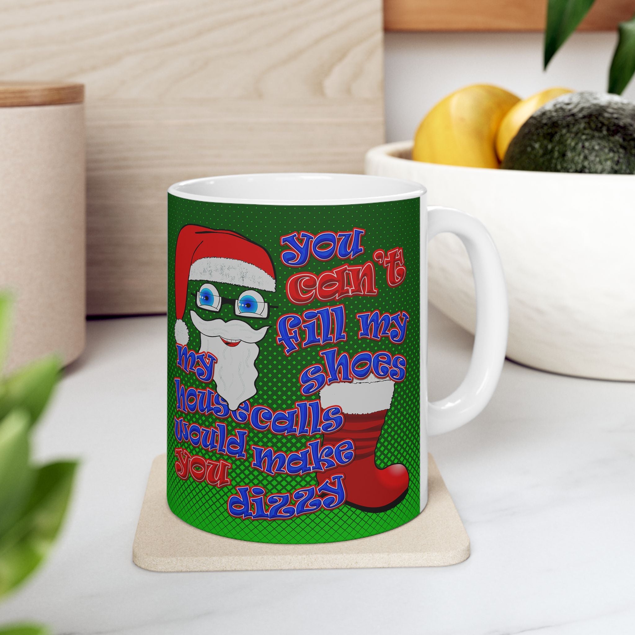 santa's shoes - White Mug (logo green)