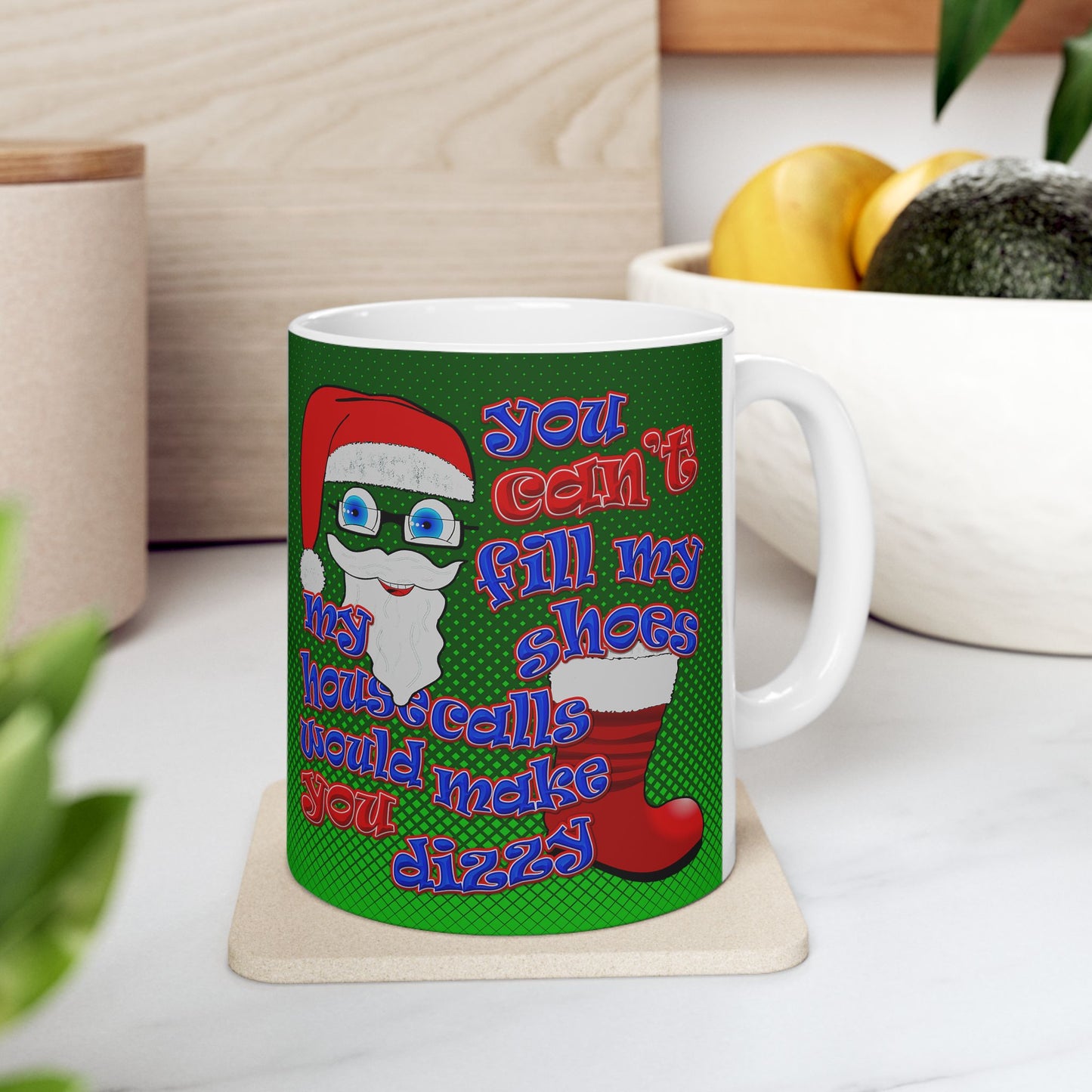 santa's shoes - White Mug (logo green)