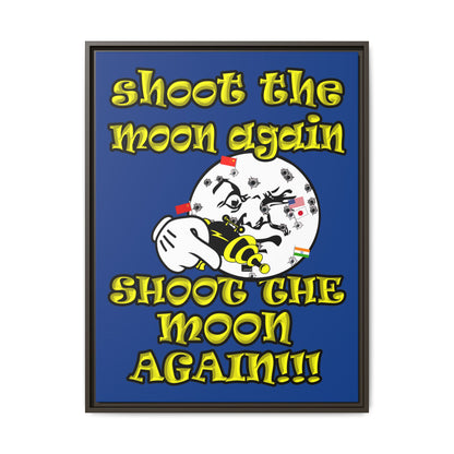 shoot the moon again - framed canvas art (dark blue)