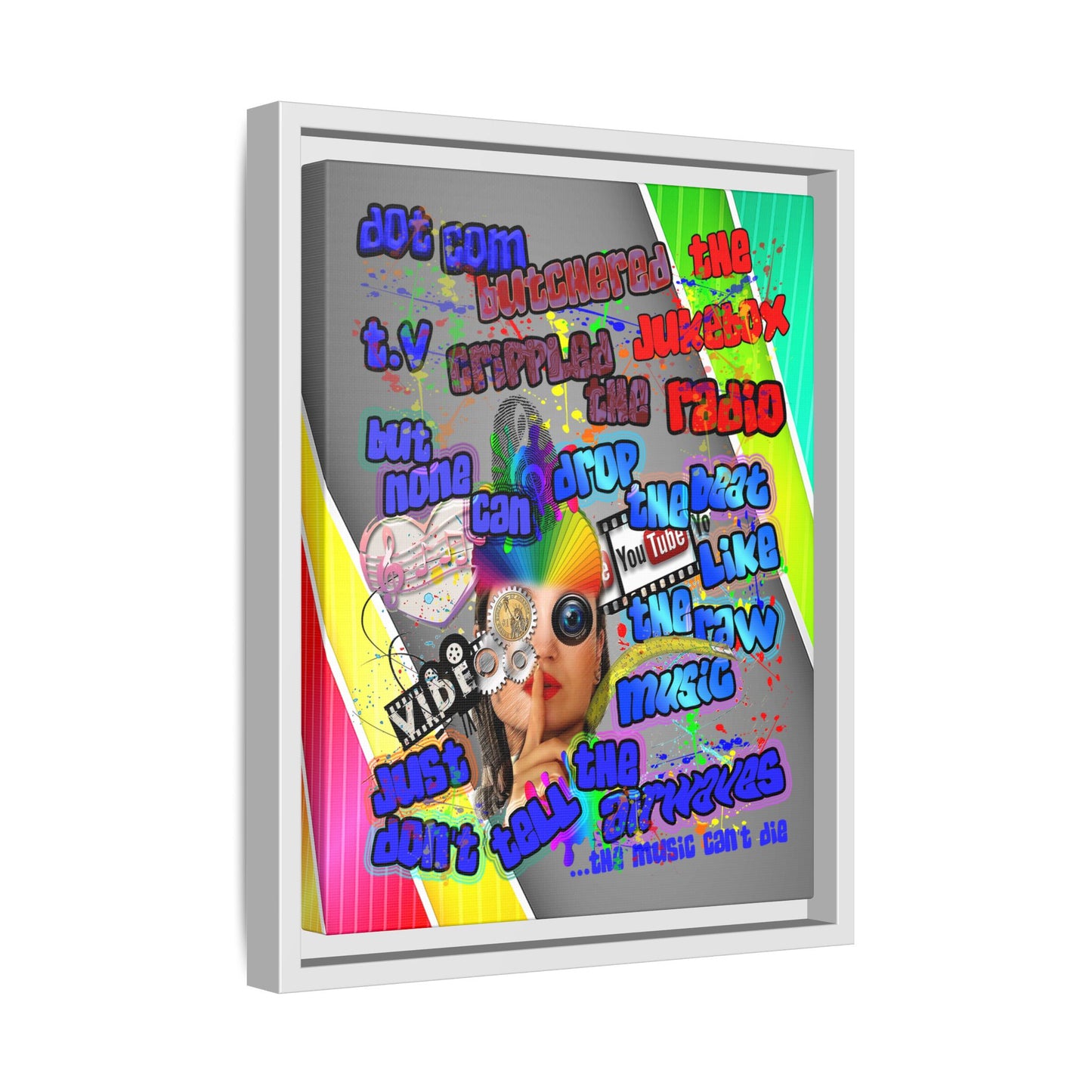 drop the beat - framed canvas art (rainbow split)