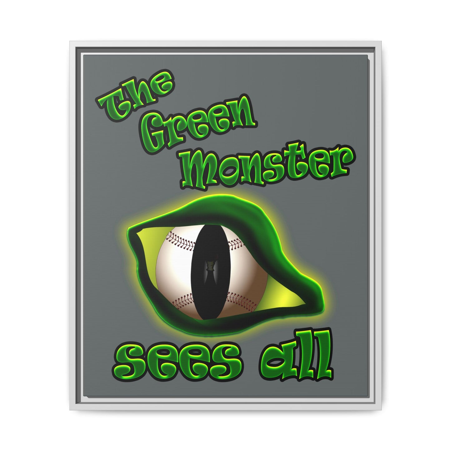 green monster - framed canvas art (dark grey)