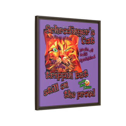 schrodinger's cat - framed canvas art (light purple)