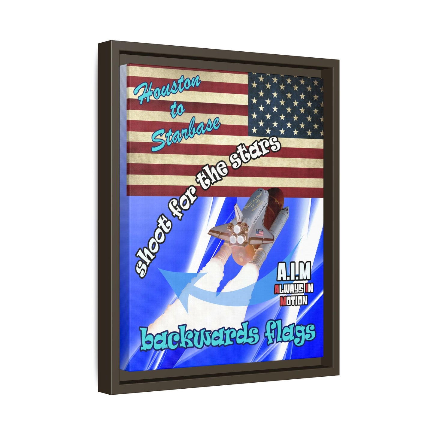 shoot for the stars - framed canvas art (blue-white wave)