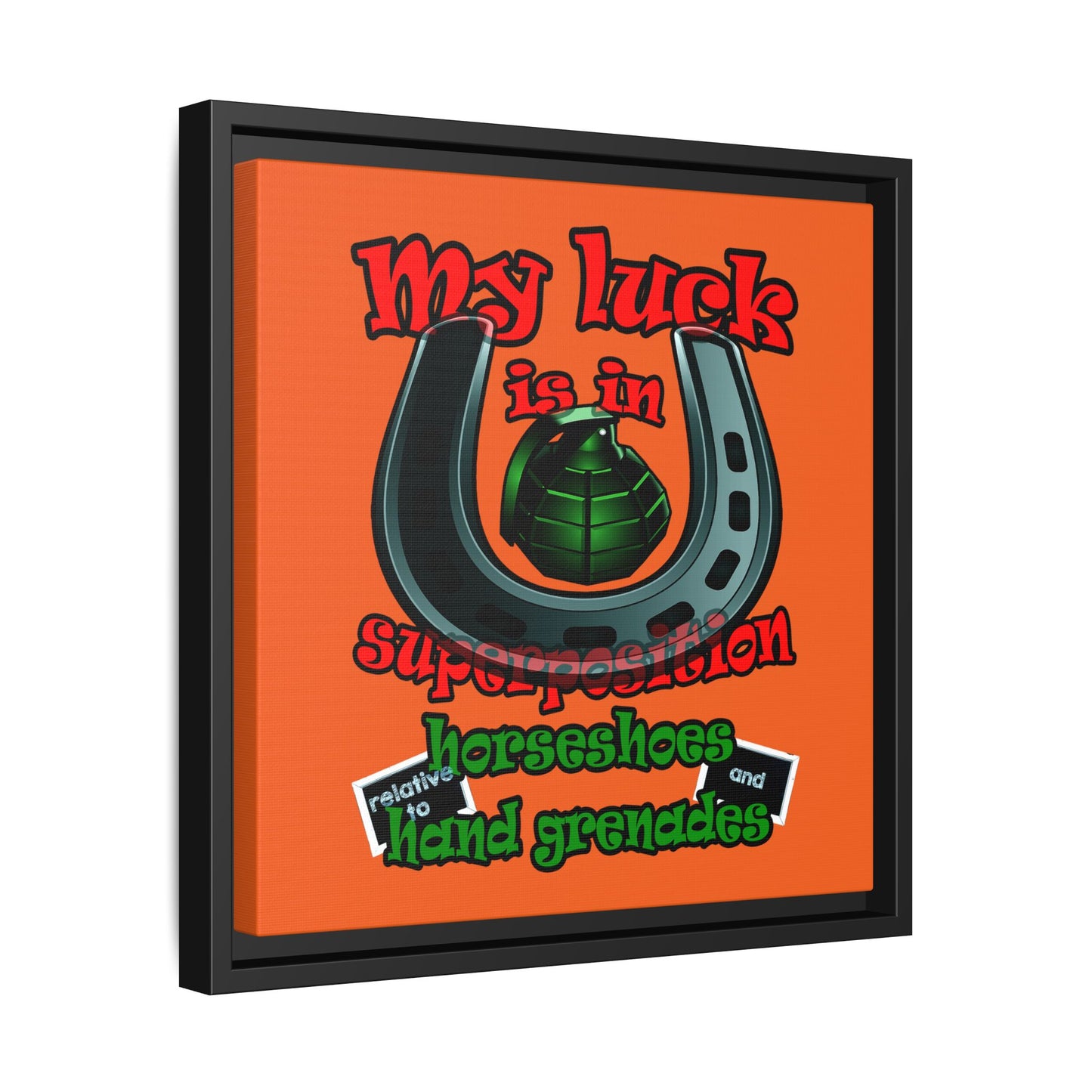 my luck - framed canvas art (orange)
