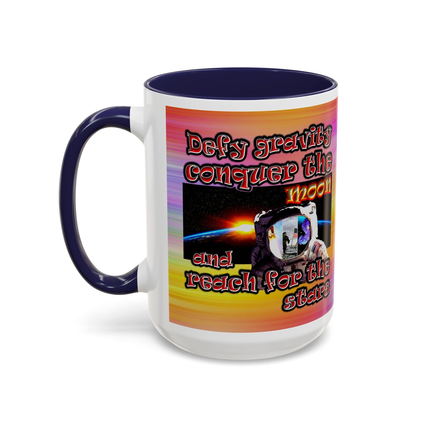 defy conquer reach - Accent Mug (color blur)