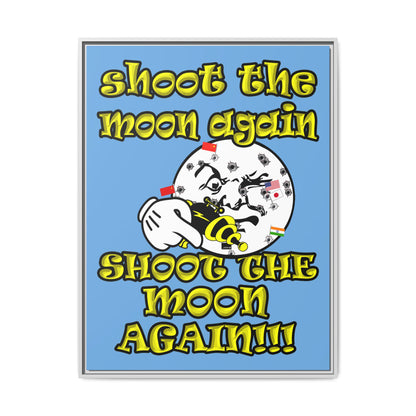 shoot the moon again - framed canvas art (light blue)