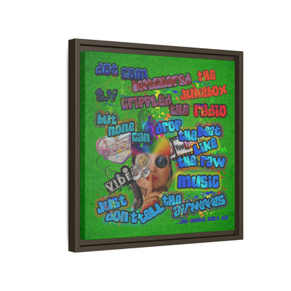 drop the beat - framed canvas art (green turf)