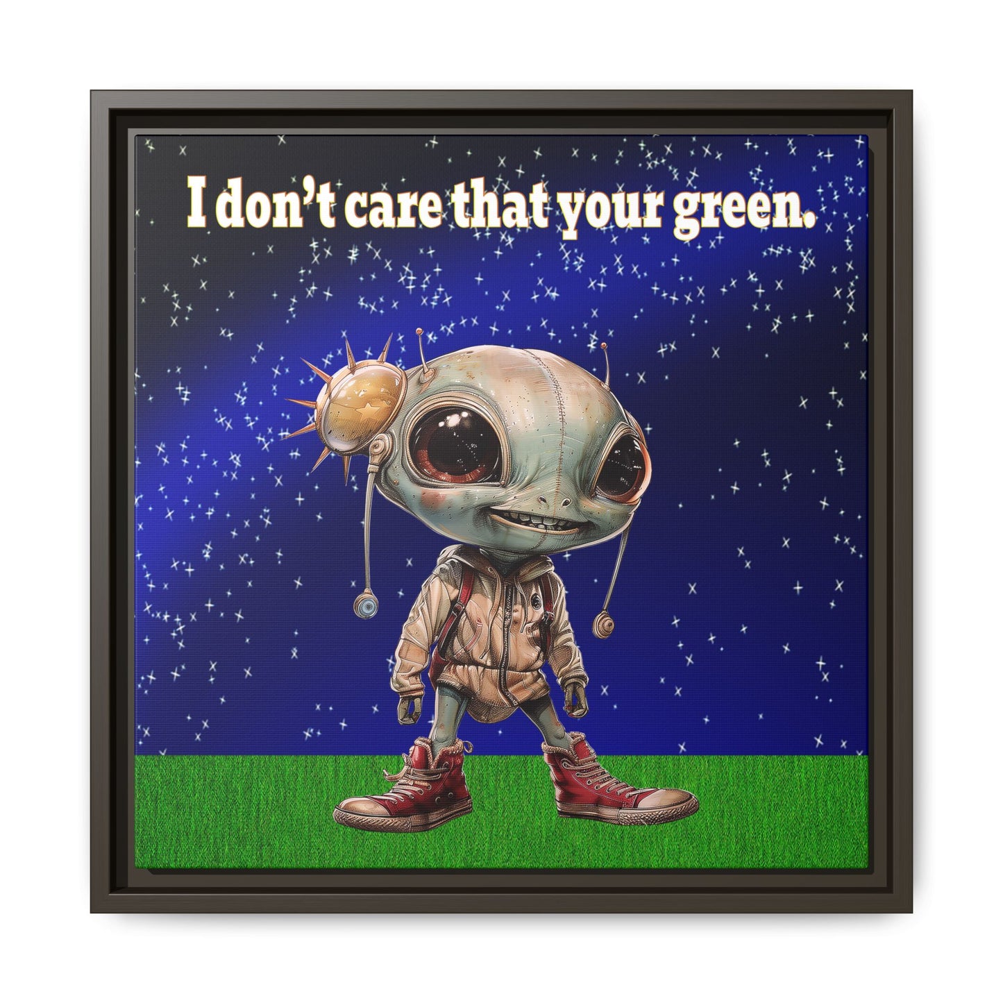 I don't care that your green - framed canvas art ('snoops' background)