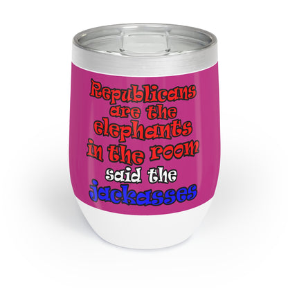 donkeys and elephants - Chill Wine Tumbler (pink)