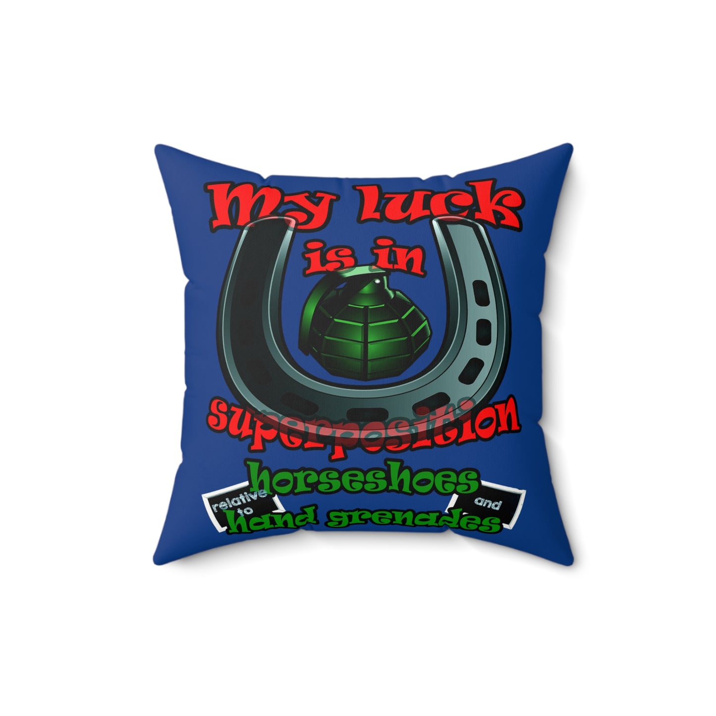 my luck - Faux Suede Square Pillow - (dark blue)