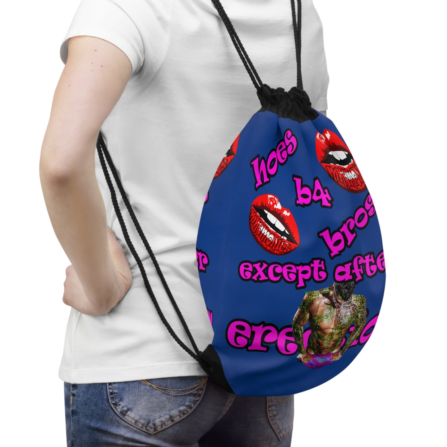 hoes b4 bros - Drawstring Bag (dark blue)
