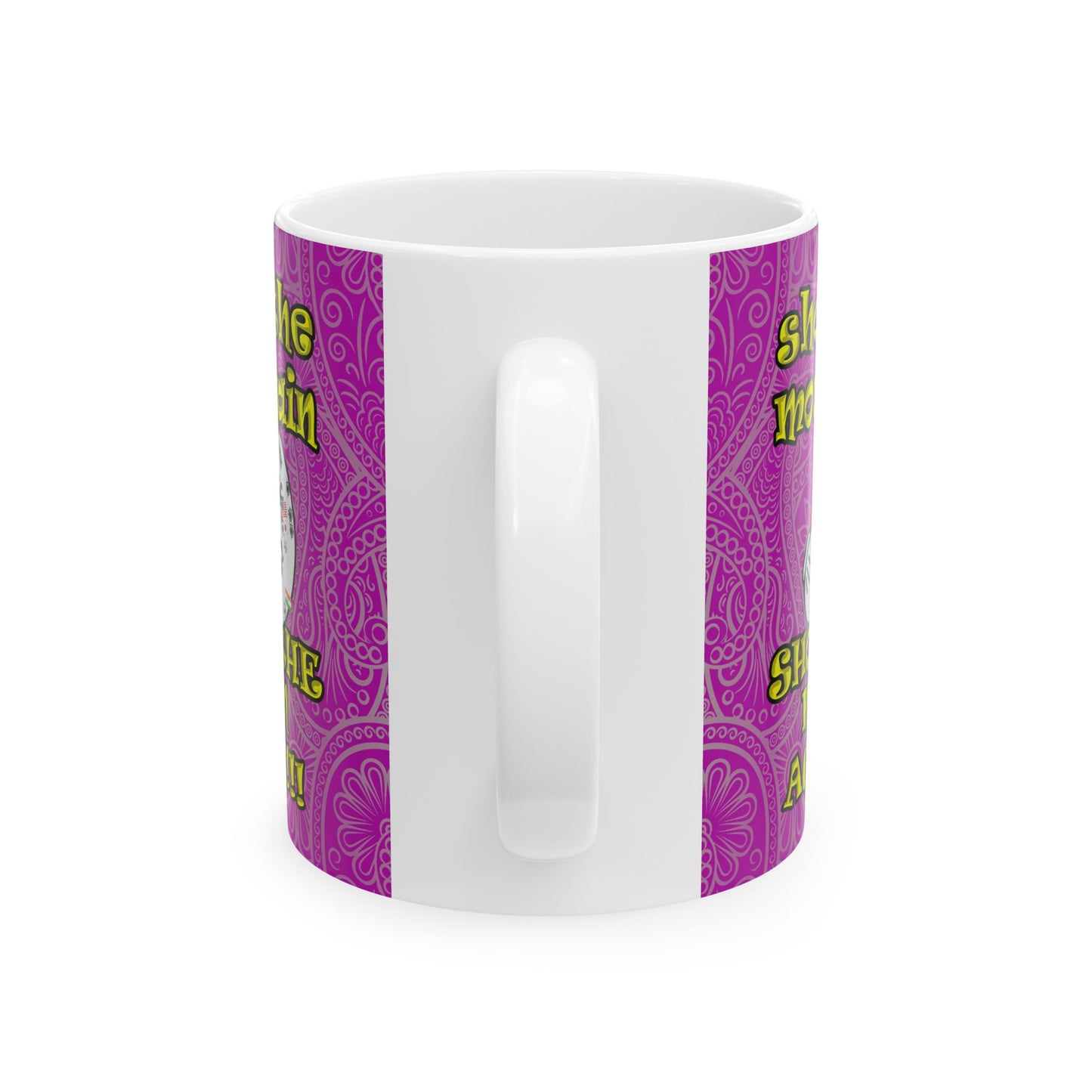 shoot the moon again - White Mug (pink swirl)