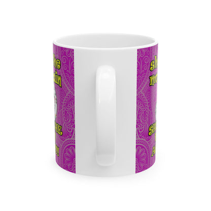 shoot the moon again - White Mug (pink swirl)