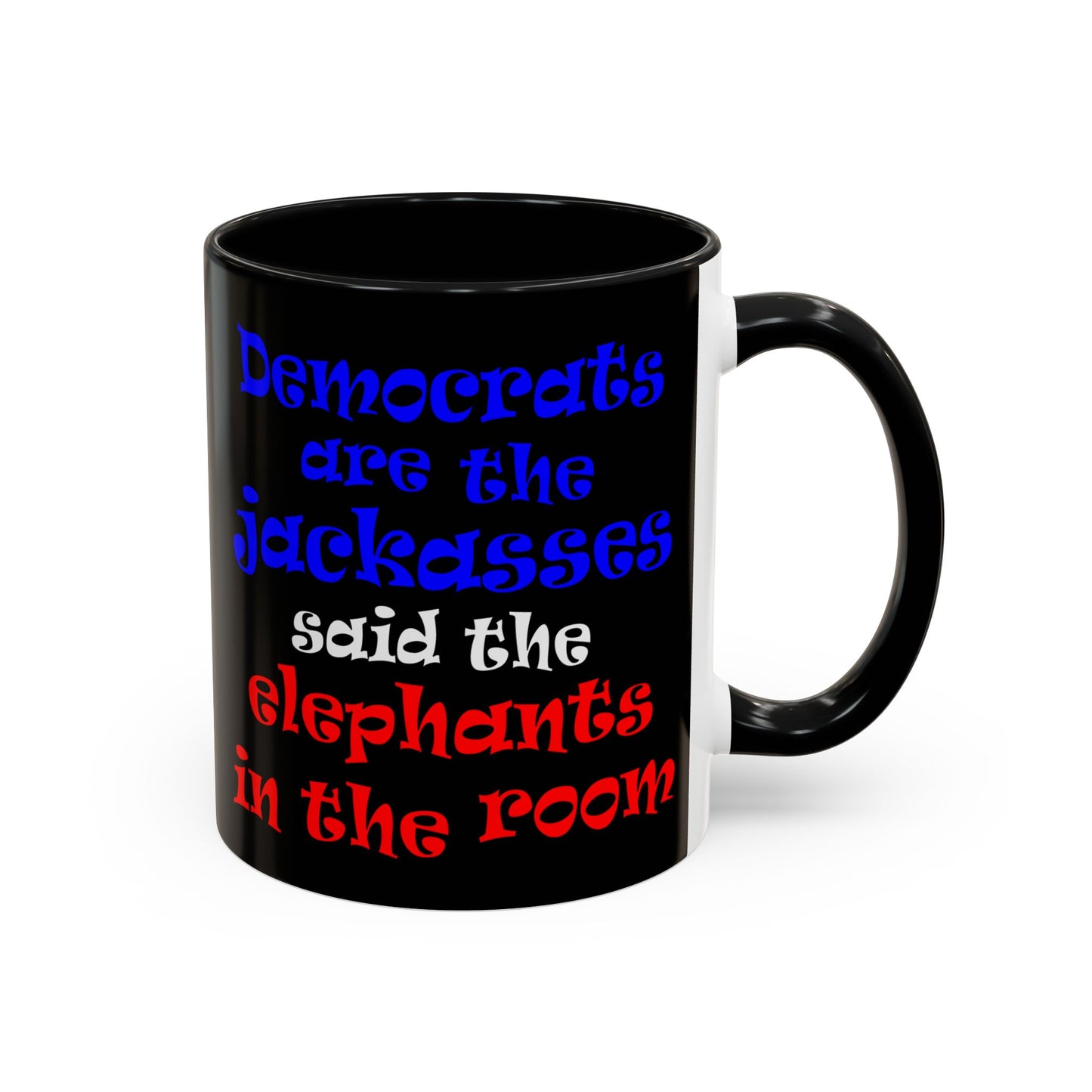 donkeys and elephants - Accent Mug (black)