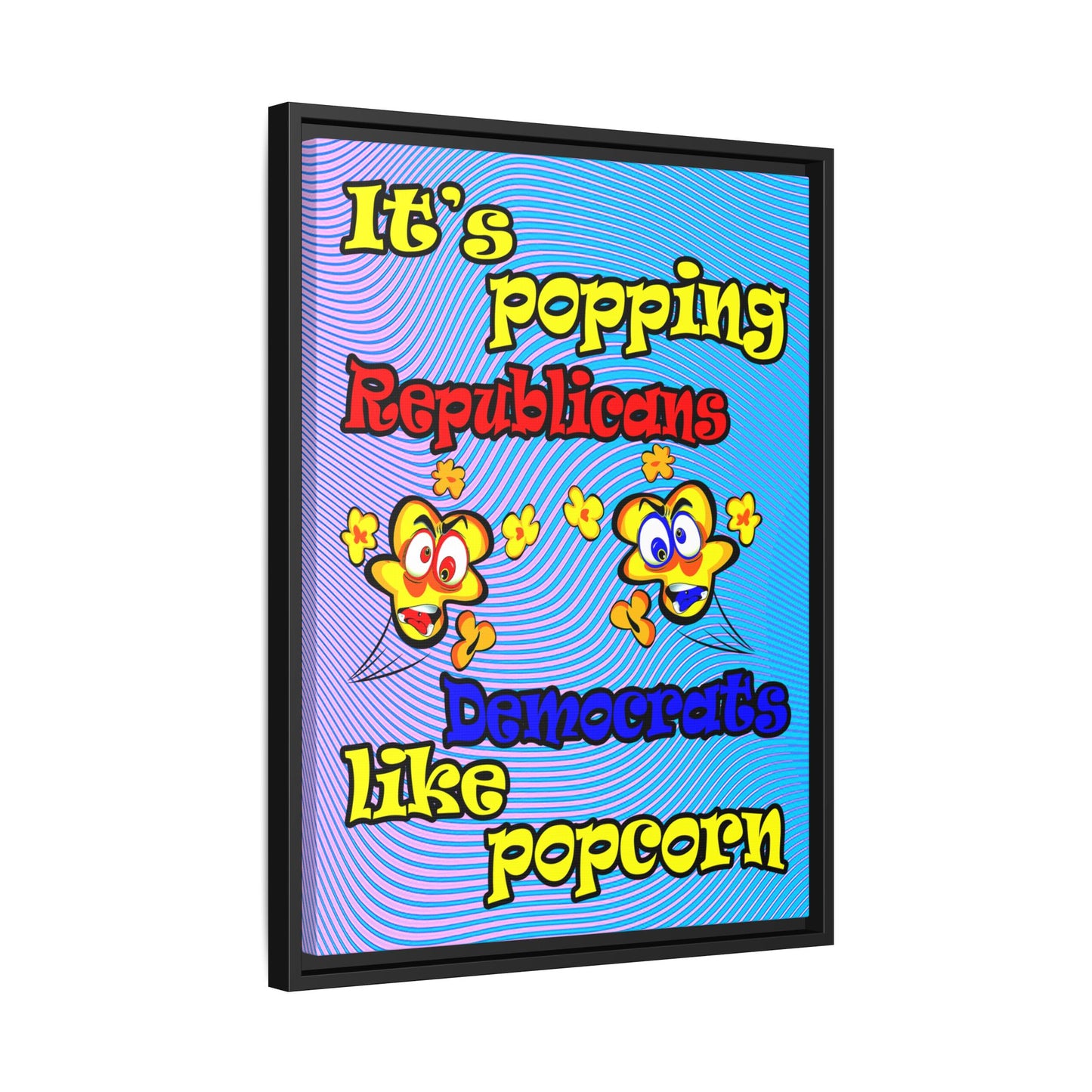 popping like popcorn - framed canvas art (light blue-purple wave)