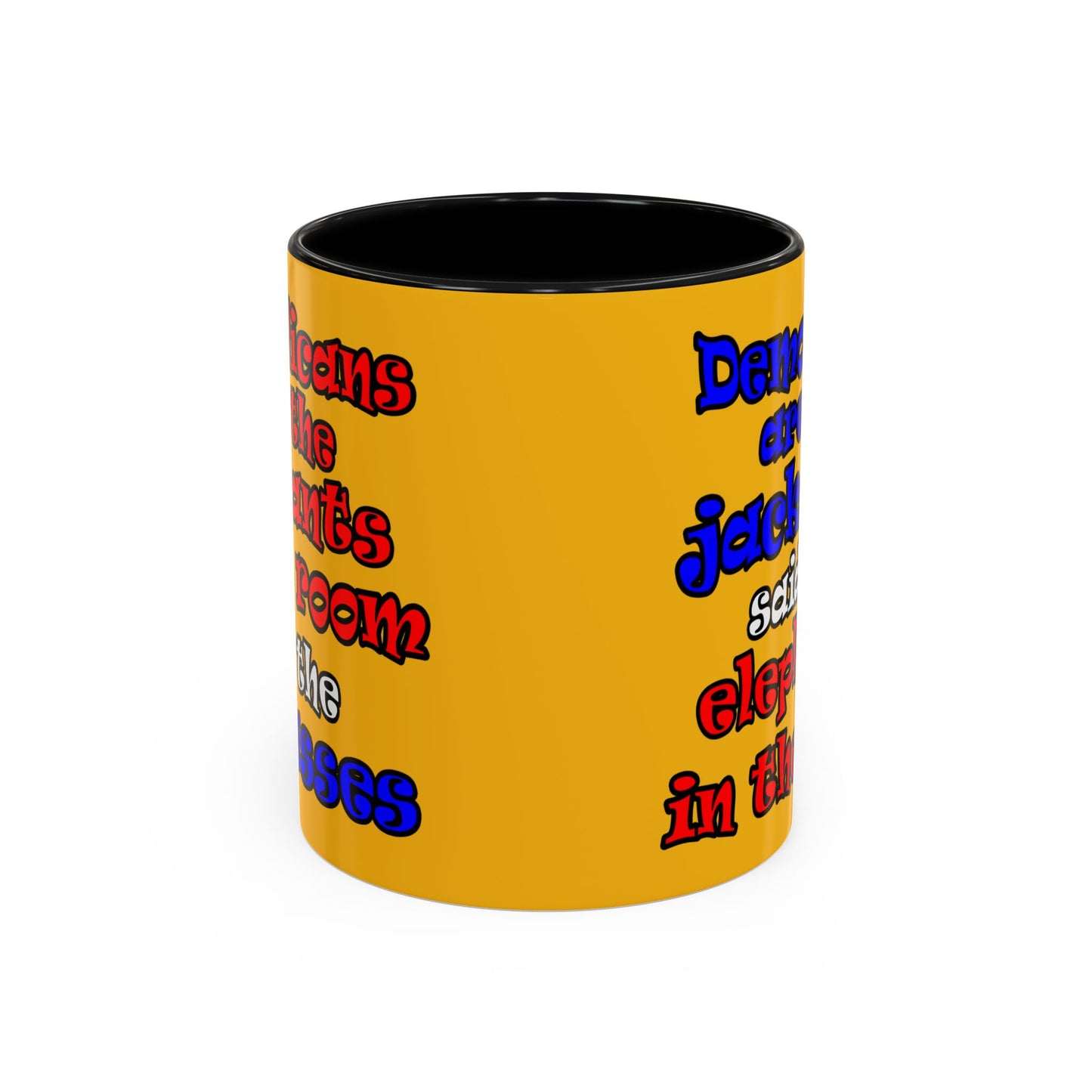 donkeys and elephants - Accent Mug (yellow)