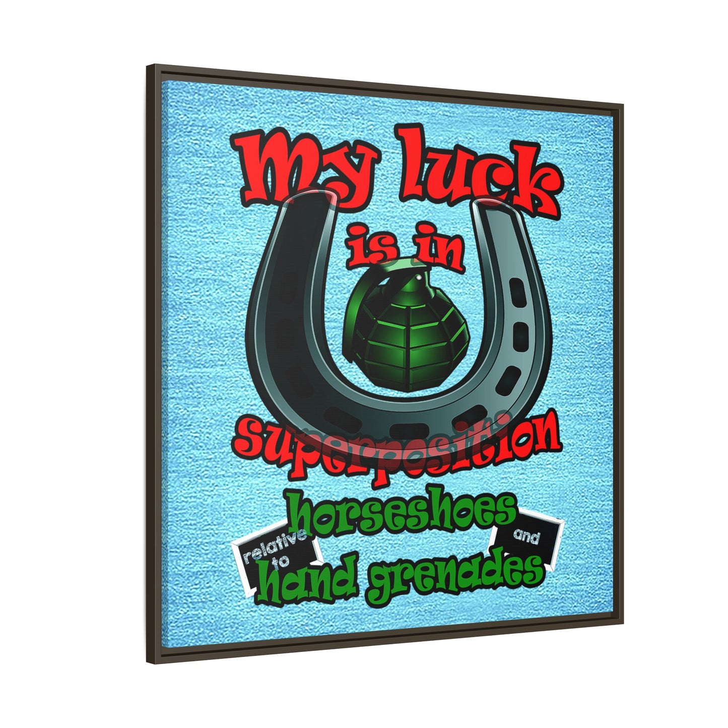my luck - framed canvas art (faded blue)