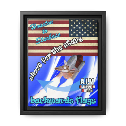 shoot for the stars - framed canvas art (blue-white wave)