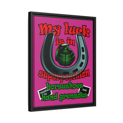 my luck - framed canvas art (pink)