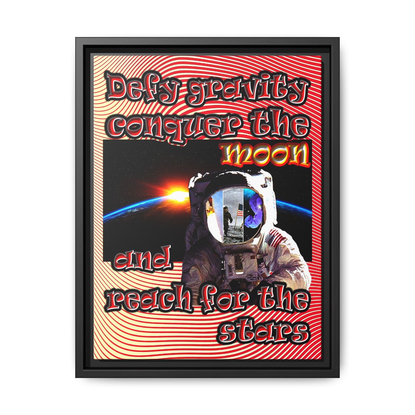 defy conquer reach - framed canvas art (yellow-orange wave)
