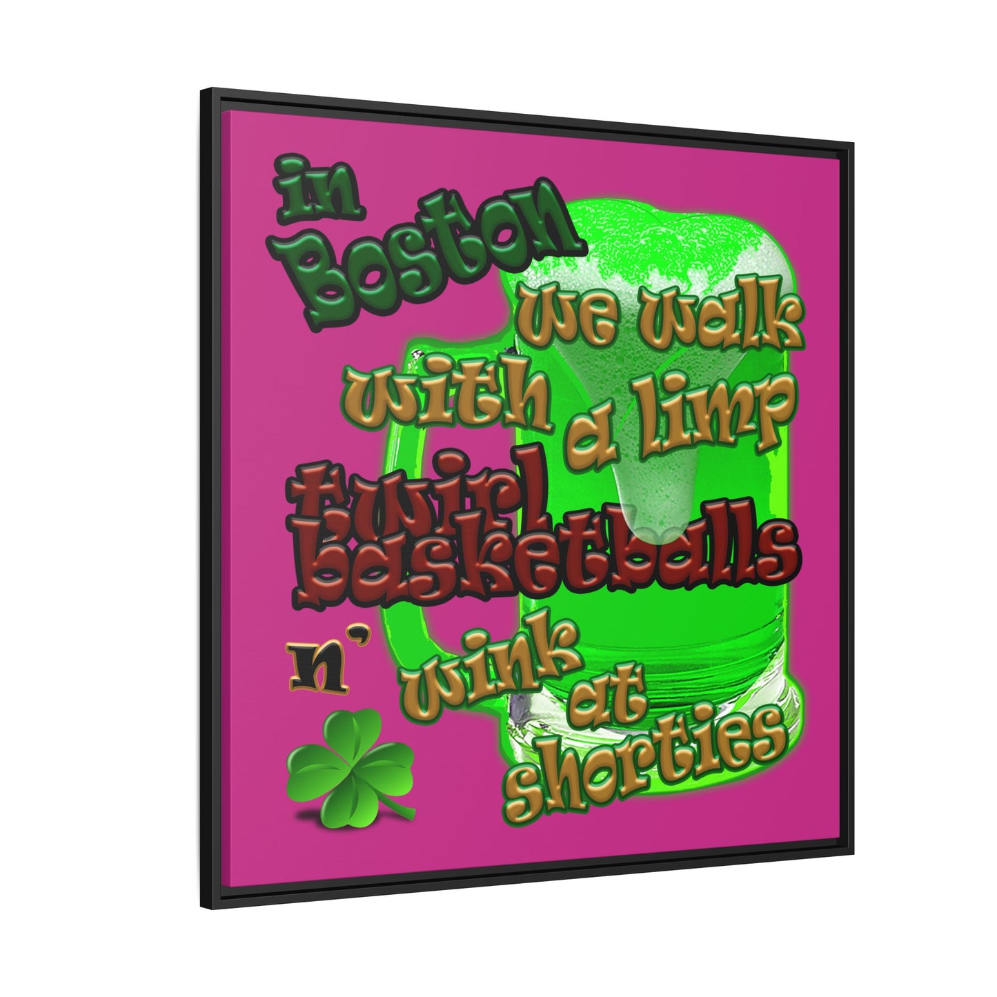celtics logo - framed canvas art (pink)