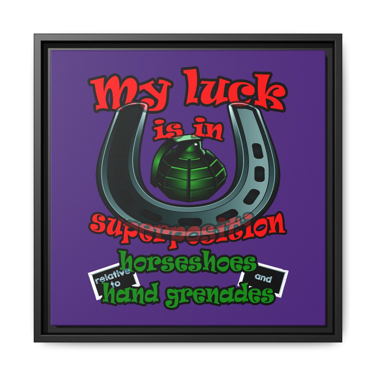 my luck - framed canvas art (purple)