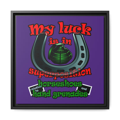 my luck - framed canvas art (purple)