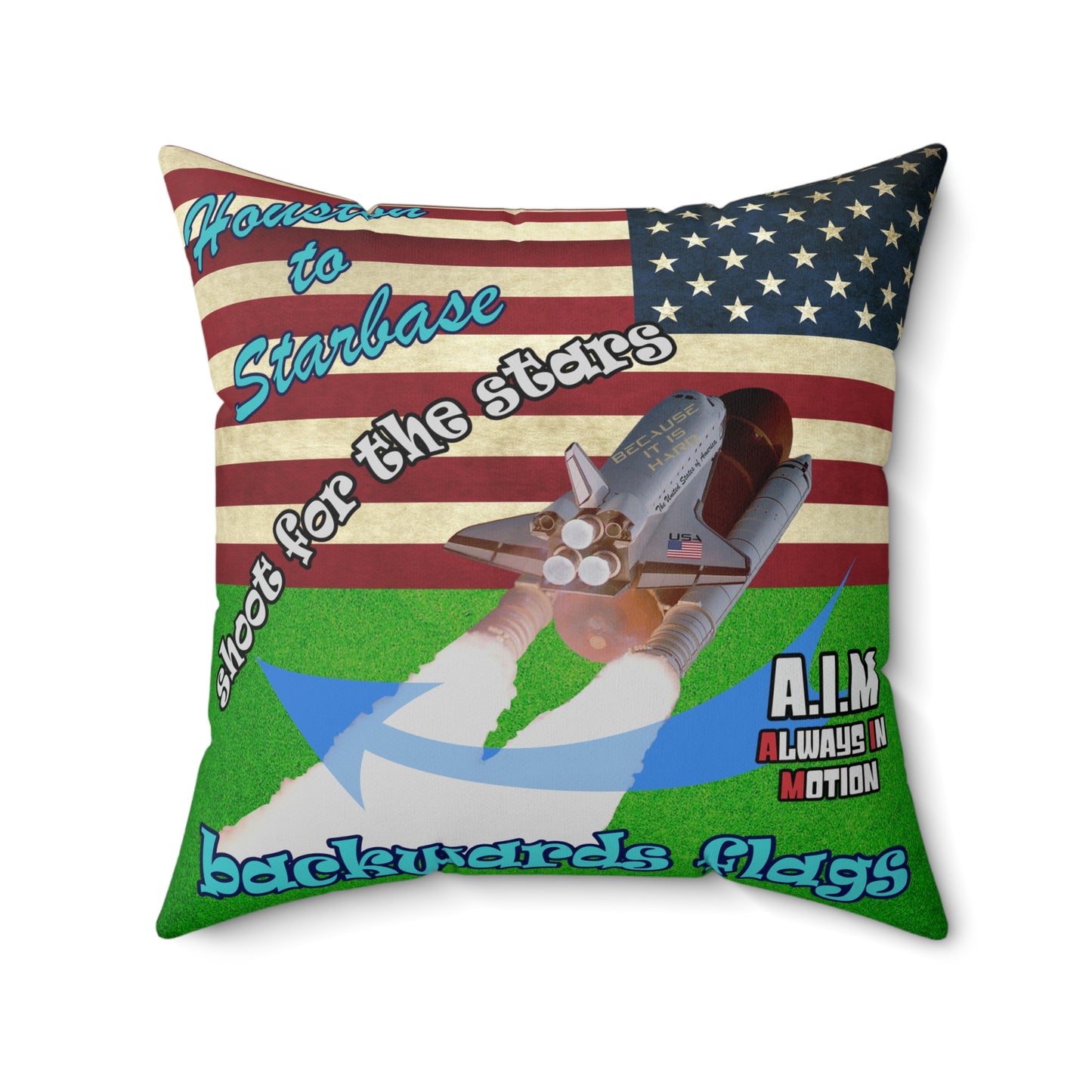 shoot for the stars - Spun Polyester Square Pillow - (green turf)