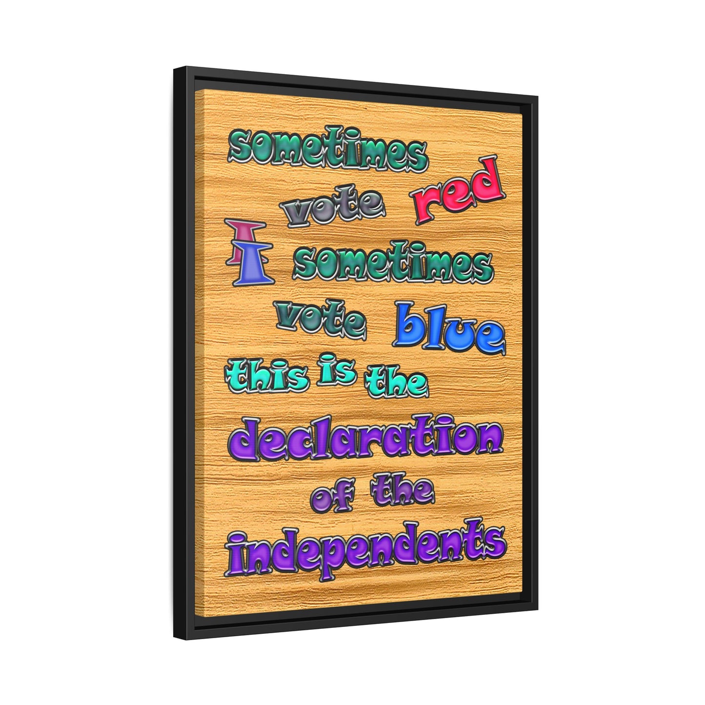 declaration of the independents - framed canvas art (butterscotch wood finish)