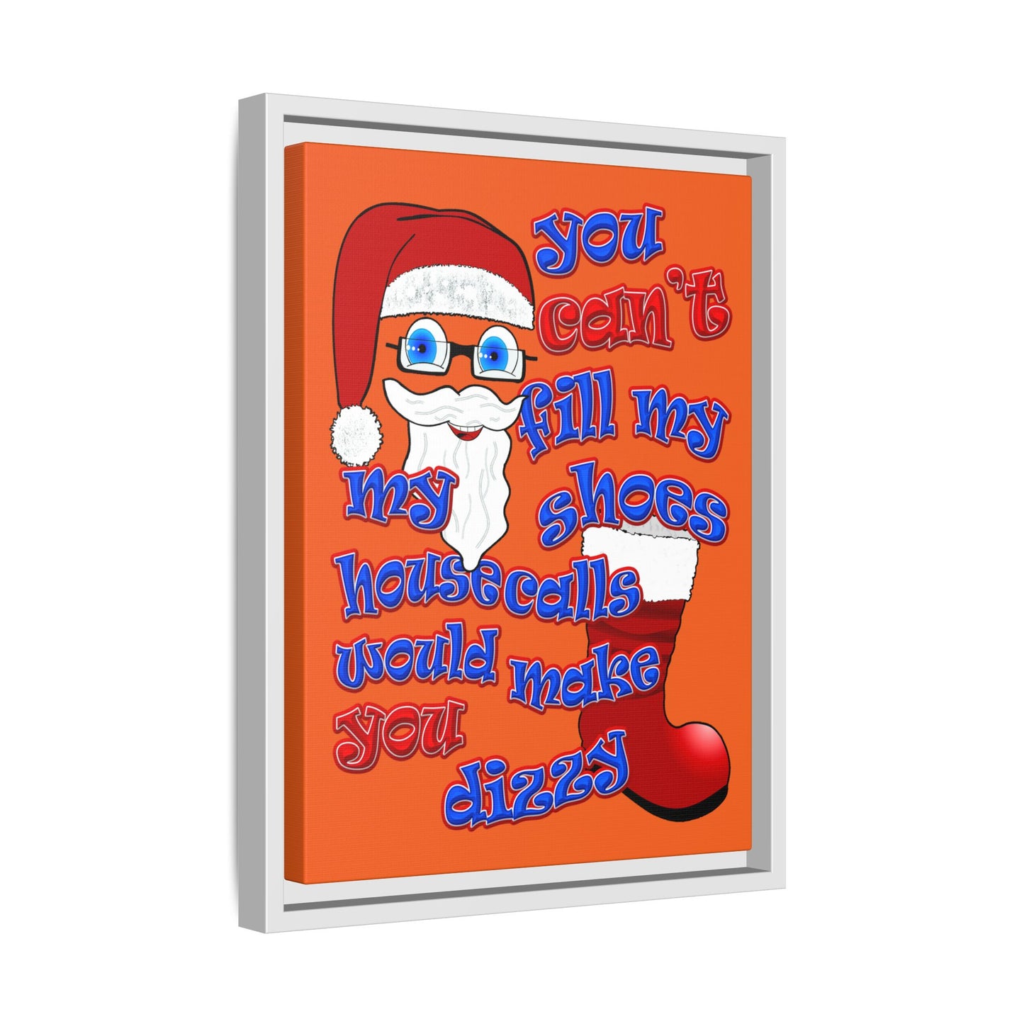 santa's shoes - framed canvas art (orange)