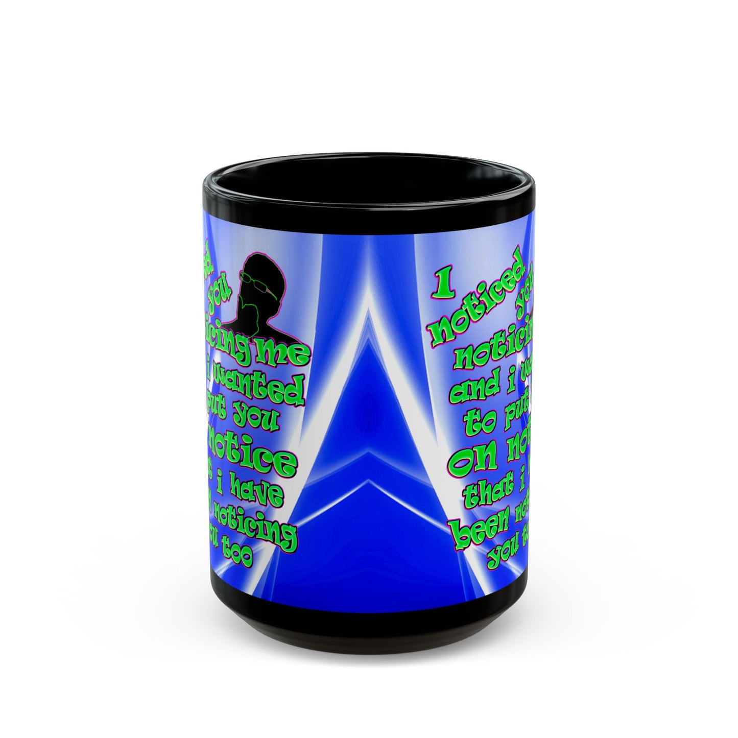 noticed you noticing - Black Mug (blue-white wave)