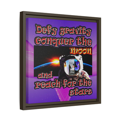 defy conquer reach - framed canvas art (purple-pink wave)