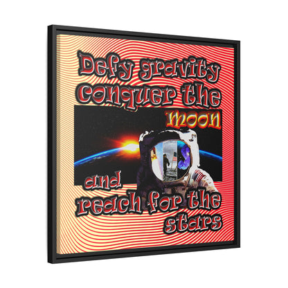 defy conquer reach - framed canvas art (yellow-orange wave)