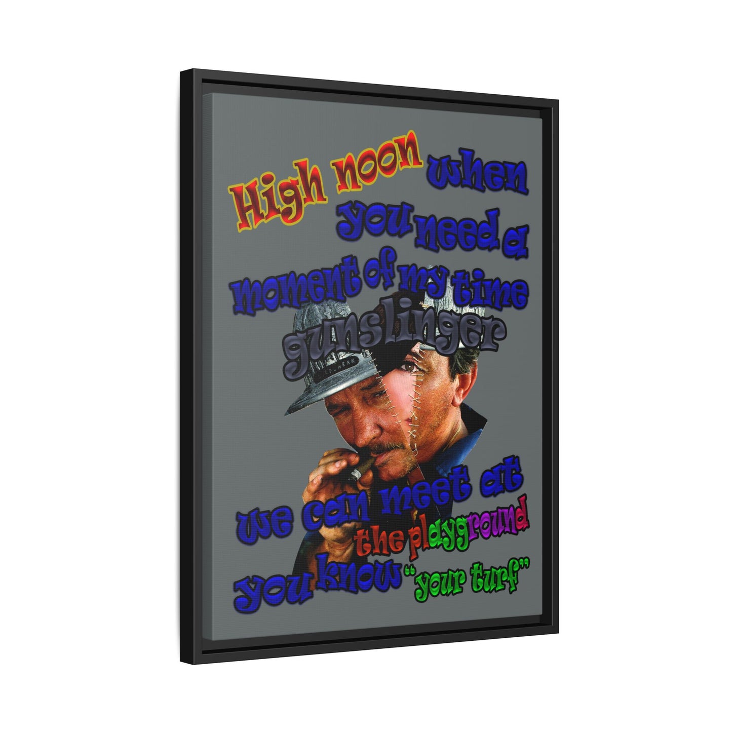 high noon - framed canvas art (dark grey)